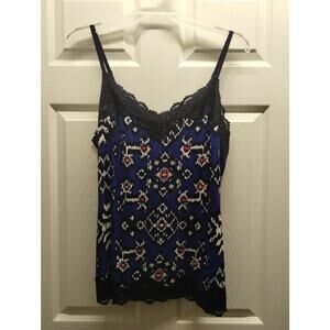 Lane Bryant NWT Size 18/20 Lace Cami Blue Ikat Geometric Soft Stretch Tank Top